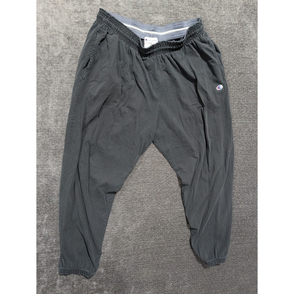 Champion Mens 2XL Black Jersey Knit Sweatpants Joggers Elastic Waist 1503